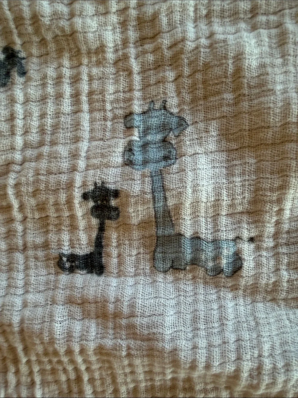 aden + anais Muslin Swaddle Blanket - Blue & Gray Giraffe Print 44”x44” EUC 🦒